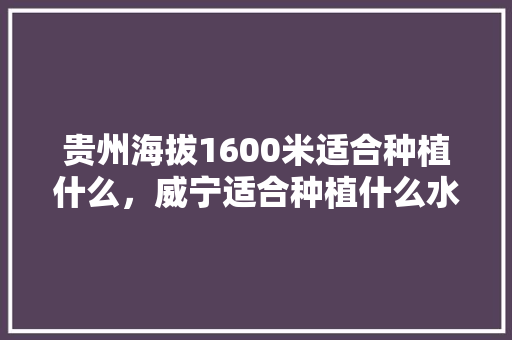 贵州海拔1600米适合种植什么，威宁适合种植什么水果树。 贵州海拔1600米适合种植什么，威宁适合种植什么水果树。 畜牧养殖