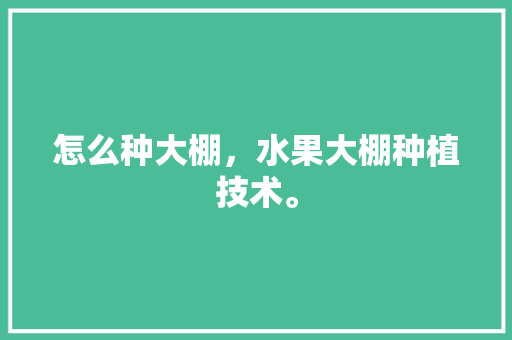 怎么种大棚，水果大棚种植技术。 怎么种大棚，水果大棚种植技术。 土壤施肥