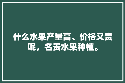 什么水果产量高、价格又贵呢，名贵水果种植。 什么水果产量高、价格又贵呢，名贵水果种植。 水果种植