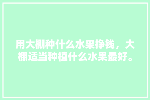 用大棚种什么水果挣钱，大棚适当种植什么水果最好。 用大棚种什么水果挣钱，大棚适当种植什么水果最好。 畜牧养殖