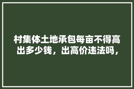 村集体土地承包每亩不得高出多少钱，出高价违法吗，农村种植水果有前景吗。 村集体土地承包每亩不得高出多少钱，出高价违法吗，农村种植水果有前景吗。 水果种植