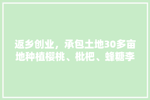 返乡创业，承包土地30多亩地种植樱桃、枇杷、蜂糖李、桃子、八月瓜、无花果，有前途吗，种植水果起家的人是谁。 返乡创业，承包土地30多亩地种植樱桃、枇杷、蜂糖李、桃子、八月瓜、无花果，有前途吗，种植水果起家的人是谁。 土壤施肥