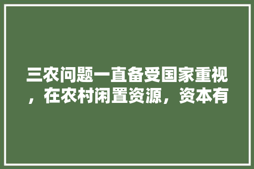 三农问题一直备受国家重视，在农村闲置资源，资本有哪些机会，荒田适宜种植什么水果呢。 三农问题一直备受国家重视，在农村闲置资源，资本有哪些机会，荒田适宜种植什么水果呢。 蔬菜种植