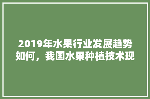 2019年水果行业发展趋势如何，我国水果种植技术现状如何。 2019年水果行业发展趋势如何，我国水果种植技术现状如何。 土壤施肥