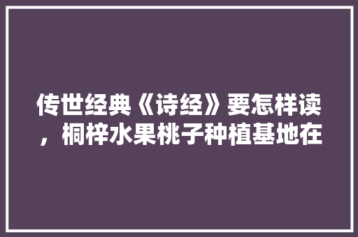 传世经典《诗经》要怎样读，桐梓水果桃子种植基地在哪里。 传世经典《诗经》要怎样读，桐梓水果桃子种植基地在哪里。 土壤施肥