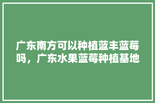 广东南方可以种植蓝丰蓝莓吗，广东水果蓝莓种植基地在哪里。 广东南方可以种植蓝丰蓝莓吗，广东水果蓝莓种植基地在哪里。 畜牧养殖