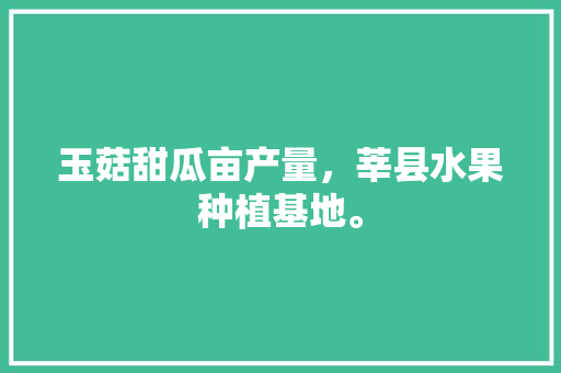 玉菇甜瓜亩产量，莘县水果种植基地。 玉菇甜瓜亩产量，莘县水果种植基地。 家禽养殖