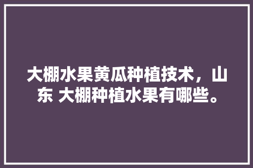 大棚水果黄瓜种植技术，山东 大棚种植水果有哪些。 大棚水果黄瓜种植技术，山东 大棚种植水果有哪些。 土壤施肥