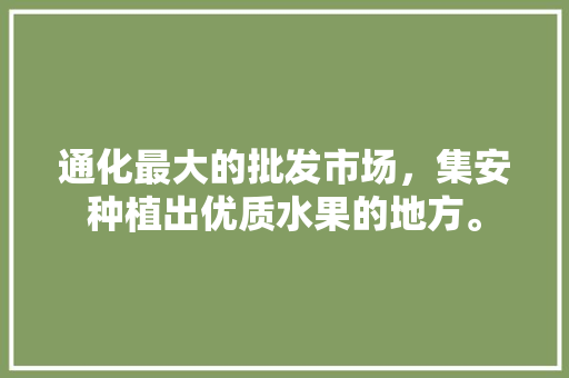 通化最大的批发市场，集安种植出优质水果的地方。 通化最大的批发市场，集安种植出优质水果的地方。 畜牧养殖