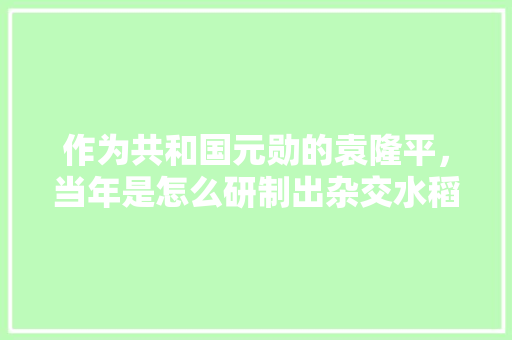 作为共和国元勋的袁隆平，当年是怎么研制出杂交水稻的，关于种植水果的论文题目。 作为共和国元勋的袁隆平，当年是怎么研制出杂交水稻的，关于种植水果的论文题目。 土壤施肥