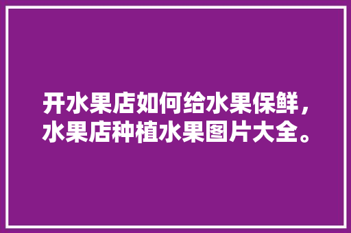 开水果店如何给水果保鲜，水果店种植水果图片大全。 开水果店如何给水果保鲜，水果店种植水果图片大全。 土壤施肥