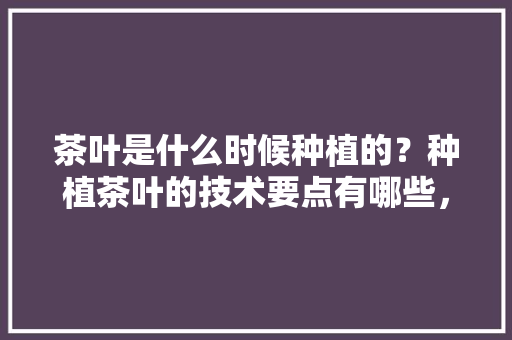 茶叶是什么时候种植的？种植茶叶的技术要点有哪些，水果蔬菜茶叶种植方法。 茶叶是什么时候种植的？种植茶叶的技术要点有哪些，水果蔬菜茶叶种植方法。 家禽养殖