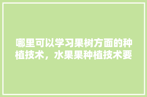 哪里可以学习果树方面的种植技术，水果果种植技术要点。 哪里可以学习果树方面的种植技术，水果果种植技术要点。 土壤施肥