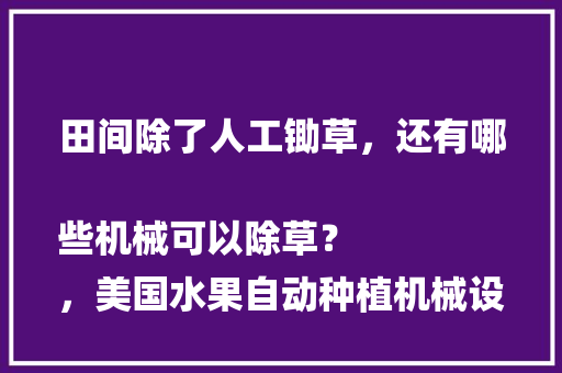 田间除了人工锄草，还有哪些机械可以除草？
，美国水果自动种植机械设备。