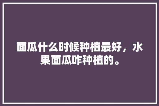 面瓜什么时候种植最好，水果面瓜咋种植的。 面瓜什么时候种植最好，水果面瓜咋种植的。 畜牧养殖