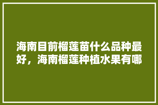 海南目前榴莲苗什么品种最好，海南榴莲种植水果有哪些。 海南目前榴莲苗什么品种最好，海南榴莲种植水果有哪些。 畜牧养殖