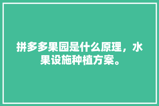 拼多多果园是什么原理，水果设施种植方案。 拼多多果园是什么原理，水果设施种植方案。 水果种植