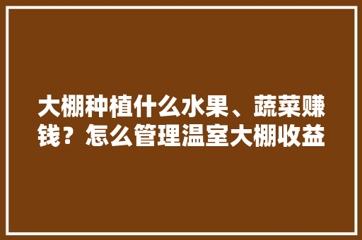 大棚种植什么水果、蔬菜赚钱？怎么管理温室大棚收益更高，种植水果合集视频大全。 大棚种植什么水果、蔬菜赚钱？怎么管理温室大棚收益更高，种植水果合集视频大全。 蔬菜种植