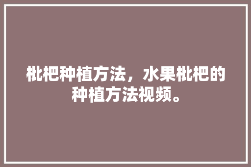 枇杷种植方法，水果枇杷的种植方法视频。 枇杷种植方法，水果枇杷的种植方法视频。 水果种植