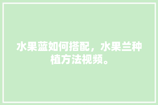 水果蓝如何搭配，水果兰种植方法视频。 水果蓝如何搭配，水果兰种植方法视频。 家禽养殖