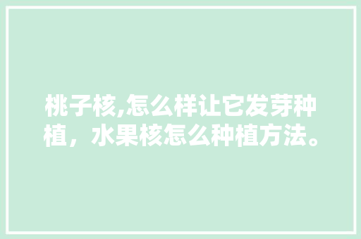 桃子核,怎么样让它发芽种植，水果核怎么种植方法。 桃子核,怎么样让它发芽种植，水果核怎么种植方法。 土壤施肥