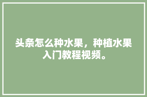 头条怎么种水果，种植水果入门教程视频。 头条怎么种水果，种植水果入门教程视频。 蔬菜种植