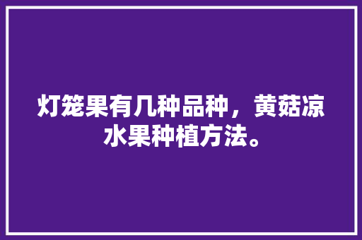 灯笼果有几种品种，黄菇凉水果种植方法。 灯笼果有几种品种，黄菇凉水果种植方法。 土壤施肥