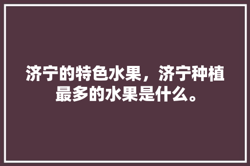 济宁的特色水果，济宁种植最多的水果是什么。 济宁的特色水果，济宁种植最多的水果是什么。 水果种植