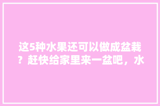 这5种水果还可以做成盆栽？赶快给家里来一盆吧，水果种植方法盆栽图片大全。 这5种水果还可以做成盆栽？赶快给家里来一盆吧，水果种植方法盆栽图片大全。 家禽养殖