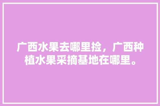 广西水果去哪里捡，广西种植水果采摘基地在哪里。 广西水果去哪里捡，广西种植水果采摘基地在哪里。 水果种植