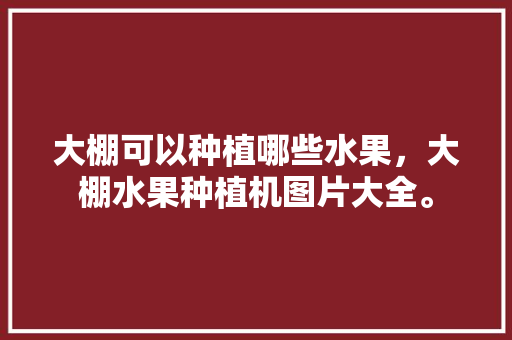 大棚可以种植哪些水果，大棚水果种植机图片大全。 大棚可以种植哪些水果，大棚水果种植机图片大全。 土壤施肥