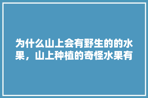 为什么山上会有野生的的水果，山上种植的奇怪水果有哪些。 为什么山上会有野生的的水果，山上种植的奇怪水果有哪些。 家禽养殖