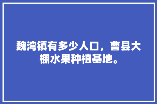 魏湾镇有多少人口，曹县大棚水果种植基地。 魏湾镇有多少人口，曹县大棚水果种植基地。 土壤施肥