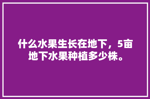 什么水果生长在地下，5亩地下水果种植多少株。 什么水果生长在地下，5亩地下水果种植多少株。 水果种植