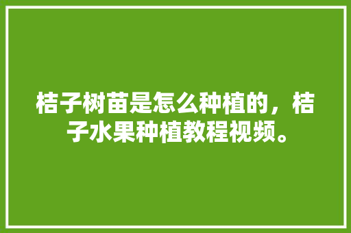 桔子树苗是怎么种植的，桔子水果种植教程视频。 桔子树苗是怎么种植的，桔子水果种植教程视频。 水果种植