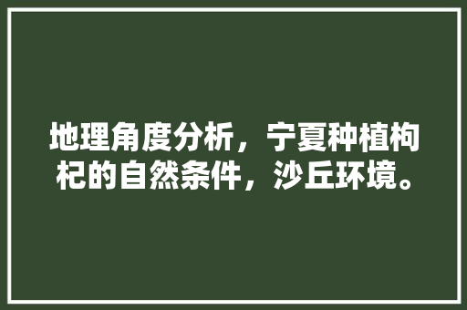 地理角度分析，宁夏种植枸杞的自然条件，沙丘环境。 地理角度分析，宁夏种植枸杞的自然条件，沙丘环境。 蔬菜种植