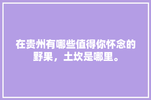 在贵州有哪些值得你怀念的野果，土坎是哪里。 在贵州有哪些值得你怀念的野果，土坎是哪里。 水果种植