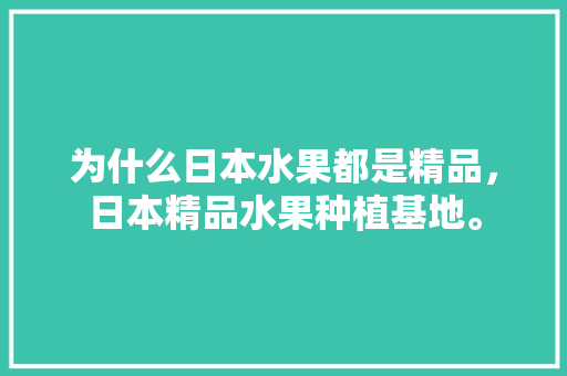 为什么日本水果都是精品，日本精品水果种植基地。 为什么日本水果都是精品，日本精品水果种植基地。 蔬菜种植