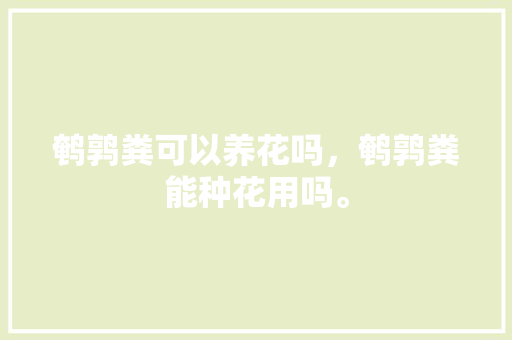 鹌鹑粪可以养花吗，鹌鹑粪能种花用吗。 鹌鹑粪可以养花吗，鹌鹑粪能种花用吗。 土壤施肥