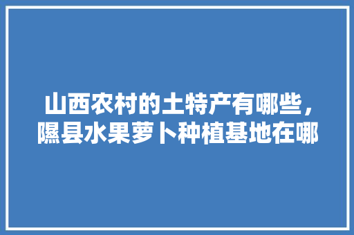 山西农村的土特产有哪些，隰县水果萝卜种植基地在哪里。 山西农村的土特产有哪些，隰县水果萝卜种植基地在哪里。 水果种植