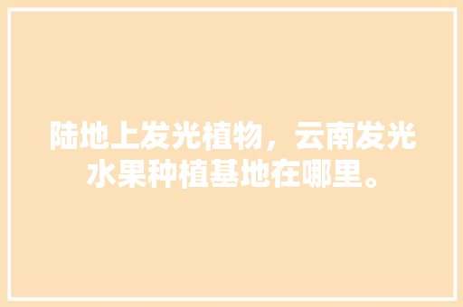 陆地上发光植物，云南发光水果种植基地在哪里。 陆地上发光植物，云南发光水果种植基地在哪里。 家禽养殖