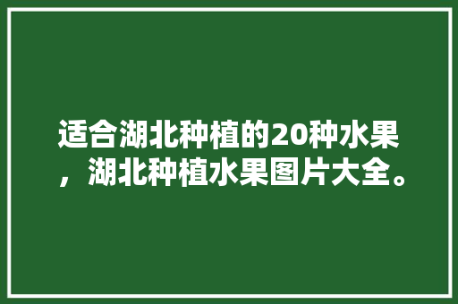 适合湖北种植的20种水果，湖北种植水果图片大全。 适合湖北种植的20种水果，湖北种植水果图片大全。 土壤施肥