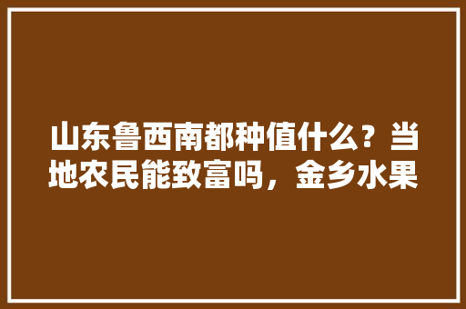 山东鲁西南都种值什么？当地农民能致富吗，金乡水果萝卜种植面积多少亩。 山东鲁西南都种值什么？当地农民能致富吗，金乡水果萝卜种植面积多少亩。 蔬菜种植