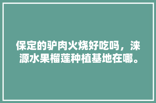 保定的驴肉火烧好吃吗，涞源水果榴莲种植基地在哪。 保定的驴肉火烧好吃吗，涞源水果榴莲种植基地在哪。 土壤施肥