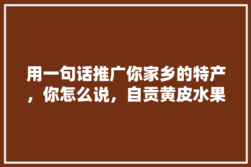 用一句话推广你家乡的特产，你怎么说，自贡黄皮水果种植基地在哪里。 用一句话推广你家乡的特产，你怎么说，自贡黄皮水果种植基地在哪里。 土壤施肥