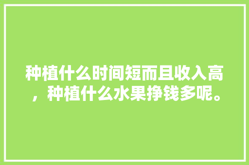 种植什么时间短而且收入高，种植什么水果挣钱多呢。 种植什么时间短而且收入高，种植什么水果挣钱多呢。 水果种植