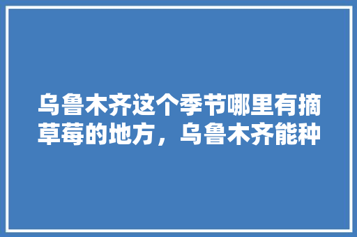 乌鲁木齐这个季节哪里有摘草莓的地方，乌鲁木齐能种植什么水果树。 乌鲁木齐这个季节哪里有摘草莓的地方，乌鲁木齐能种植什么水果树。 水果种植