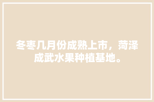 冬枣几月份成熟上市，菏泽成武水果种植基地。 冬枣几月份成熟上市，菏泽成武水果种植基地。 蔬菜种植