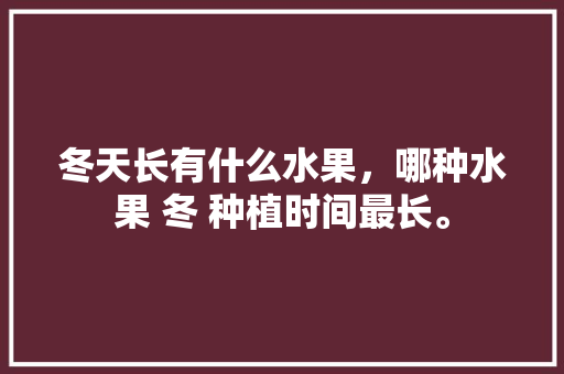 冬天长有什么水果，哪种水果 冬 种植时间最长。 冬天长有什么水果，哪种水果 冬 种植时间最长。 水果种植