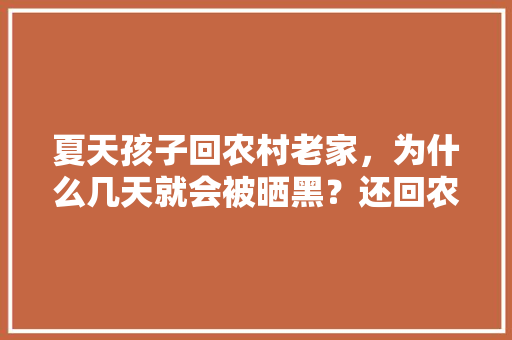 夏天孩子回农村老家，为什么几天就会被晒黑？还回农村吗，民富水果种植基地地址。 夏天孩子回农村老家，为什么几天就会被晒黑？还回农村吗，民富水果种植基地地址。 土壤施肥